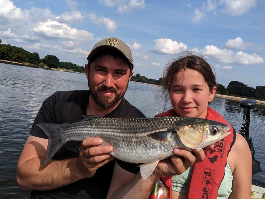 Pêche du mulet aux leurres en bateau sur la Loire.
